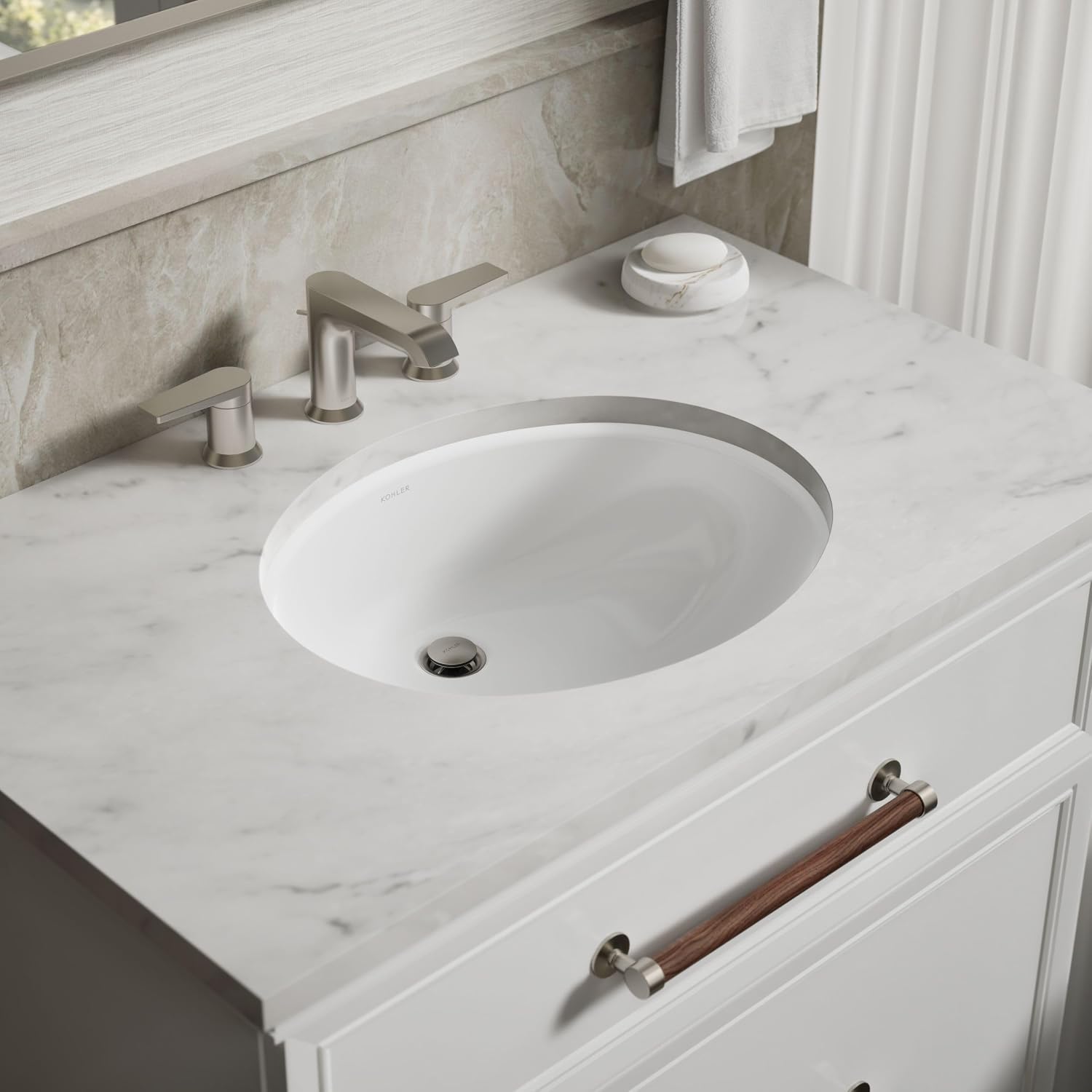 Caxton Oval 17' x 14' Undermount bathroom sink, White