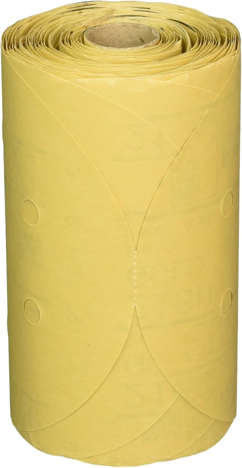 3M Stikit Gold Paper Disc Roll Dust Free, 216U, 01633, 6 in, P500 Grade, 175 Discs Per Roll, Automotive Abrasive Disc