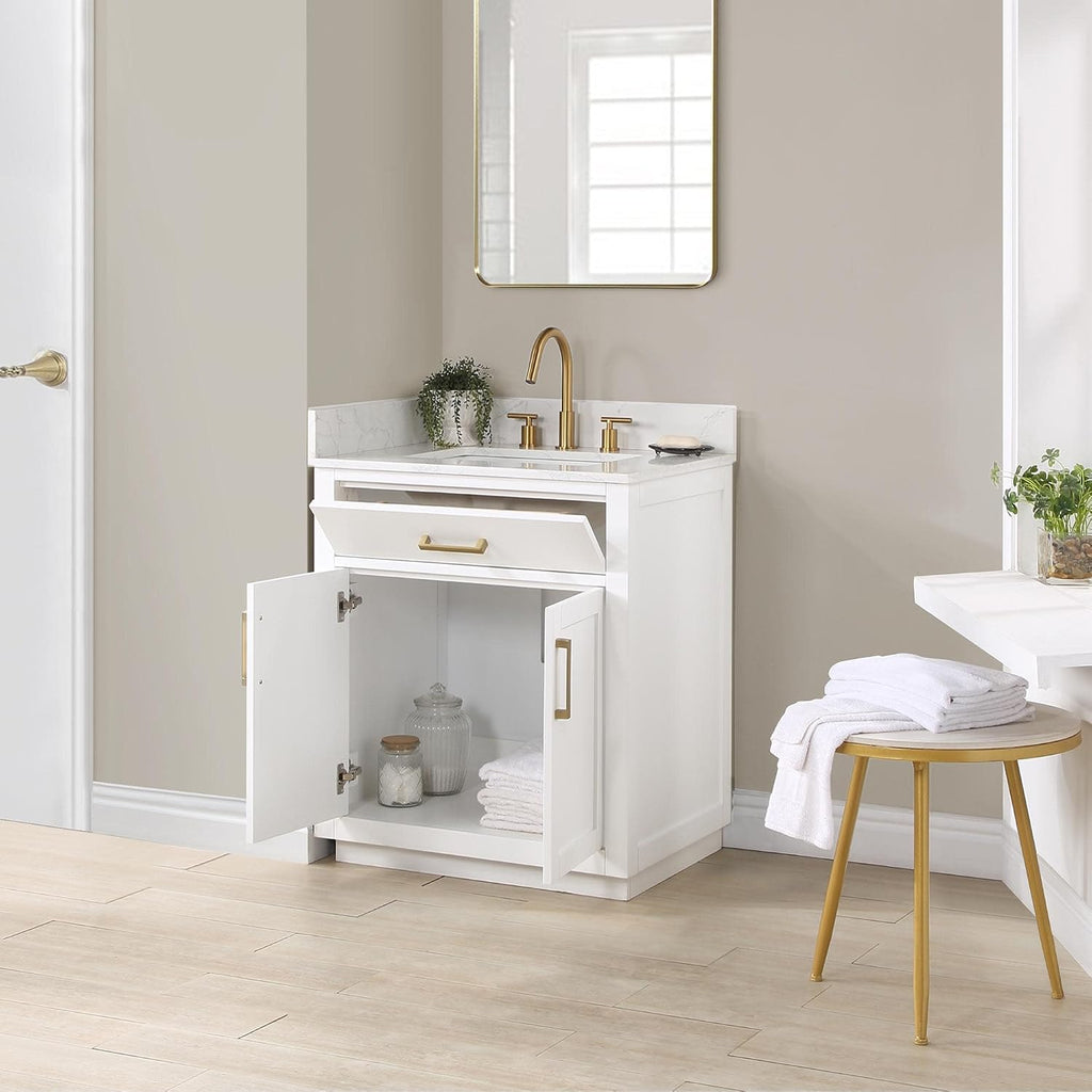 Altair Design Gavino 30' Wood Vanity in Royal Blue with Composite Stone Top no Mirror