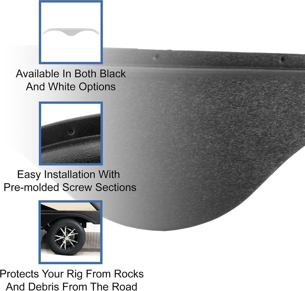 RecPro RV Tandem Fender Skirt | 65 1/2' W x 8 1/2' H (Black, 2 Fender Skirts)