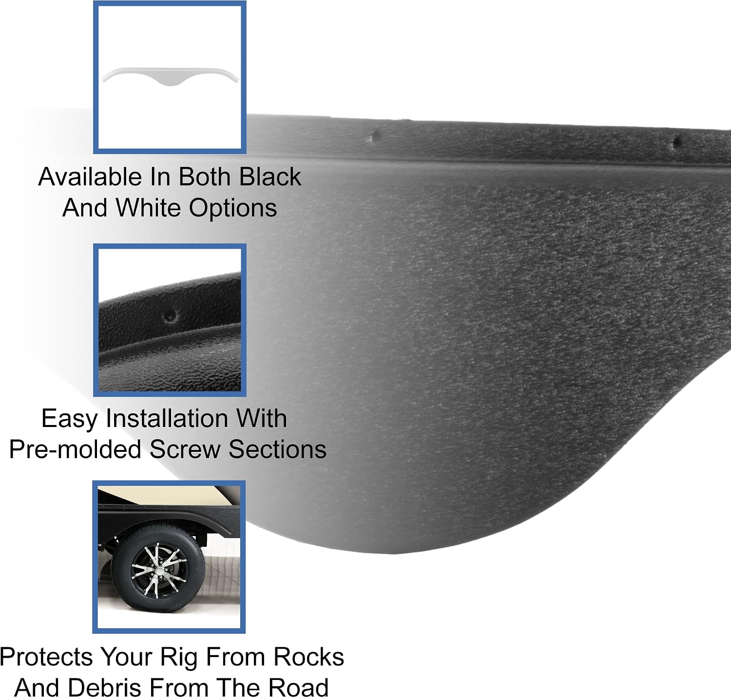 RecPro RV Tandem Fender Skirt | 65 1/2' W x 8 1/2' H (Black, 2 Fender Skirts)