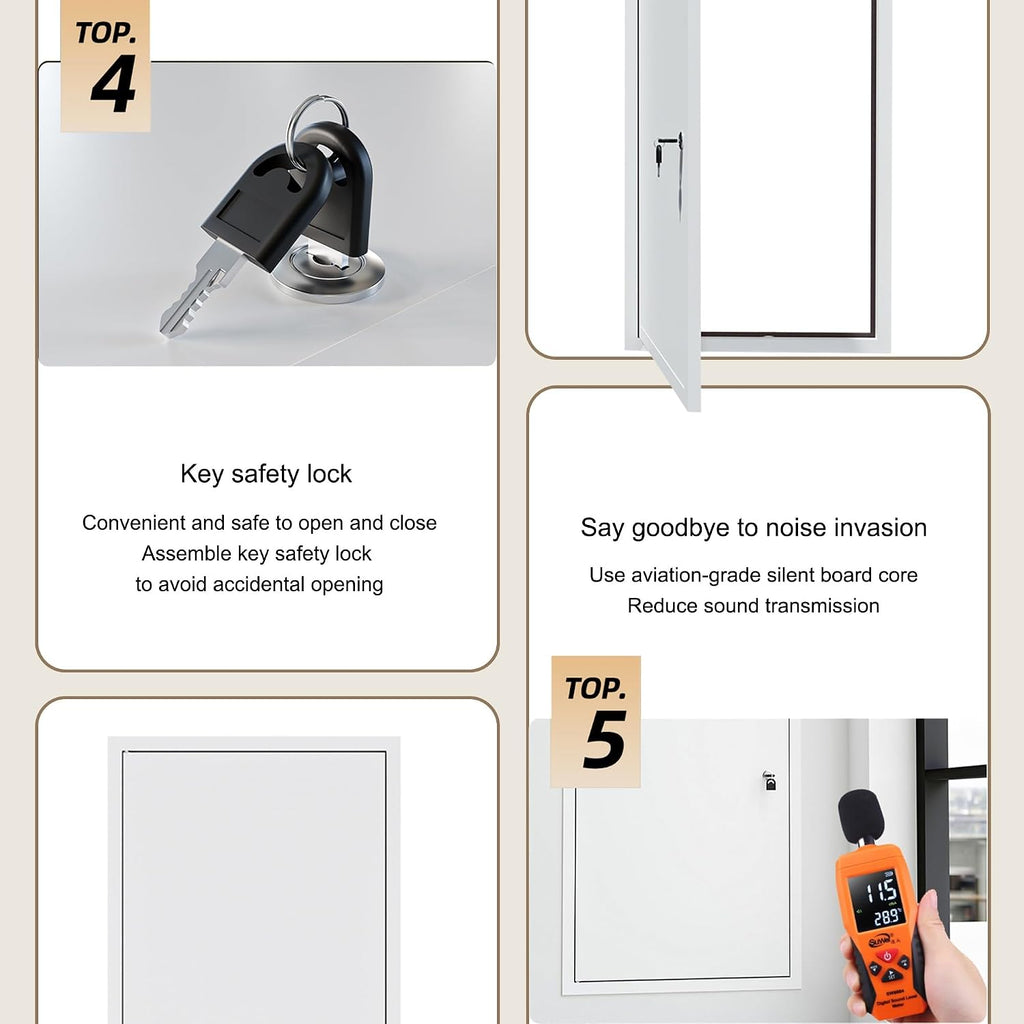 Customizable Lockable Metal Access Door with Keys - 40x65cm Plumbing & Electrical Access Panel for Drywall - Secure and Durable Solution for Maintenance