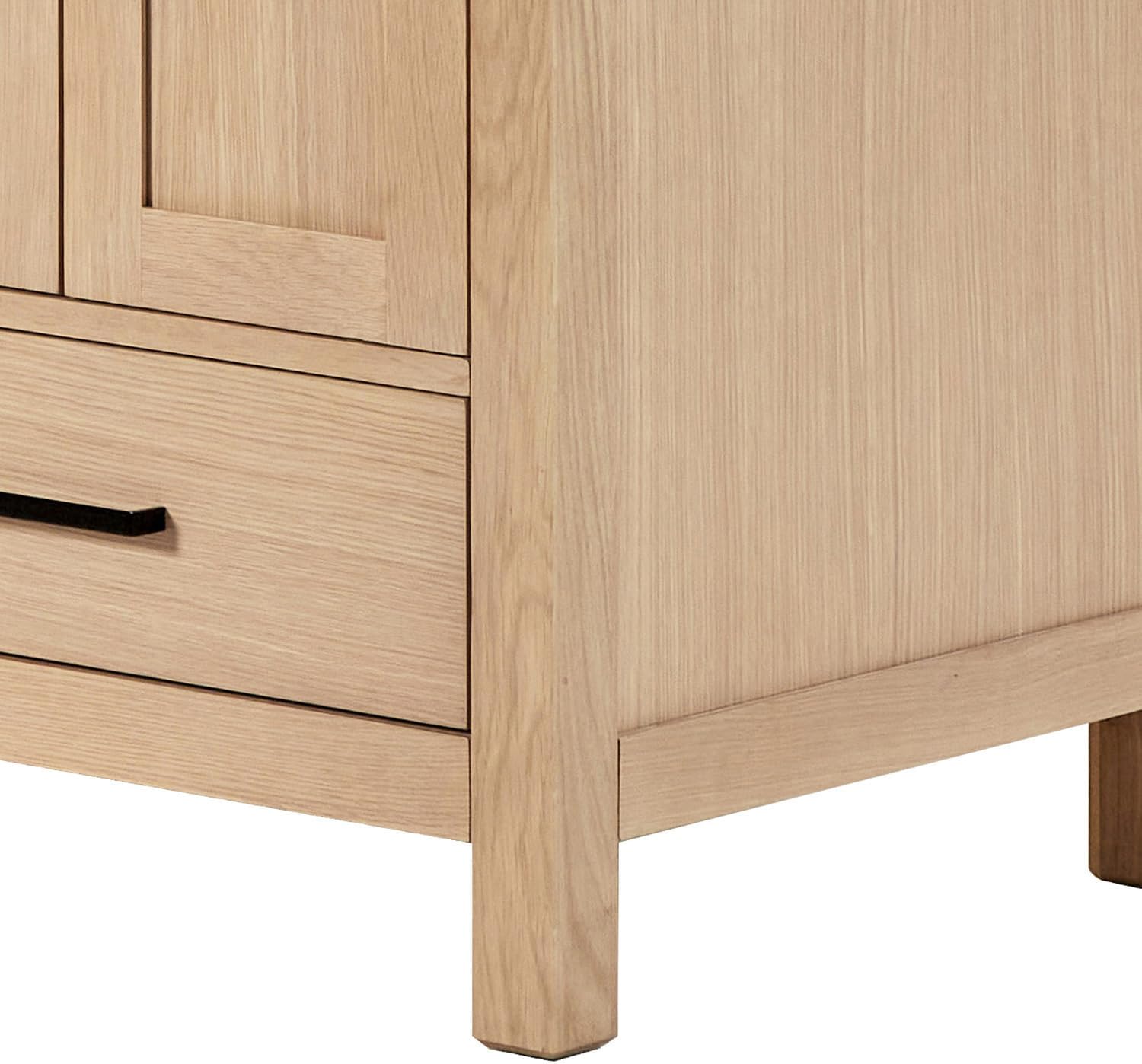 ARIEL Cambridge 66-inch Bathroom Vanity with Sink,Solid Wood, 1.5-inch Italian Carrara Marble Countertop, Double Oval Porcelain Sink, 4 Soft Closing Doors, 6 Dovetail Drawers, White Oak