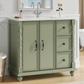 ONBRILL Bathroom Vanity with Sink Combo, Modern Bathroom Vanities with Adjustable Shelf, 4 Solid Legs, 2 Drawers, 2 Doors, Ceramic Integrated Sink, Freestanding Bath Storage Cabinet (36', Green)