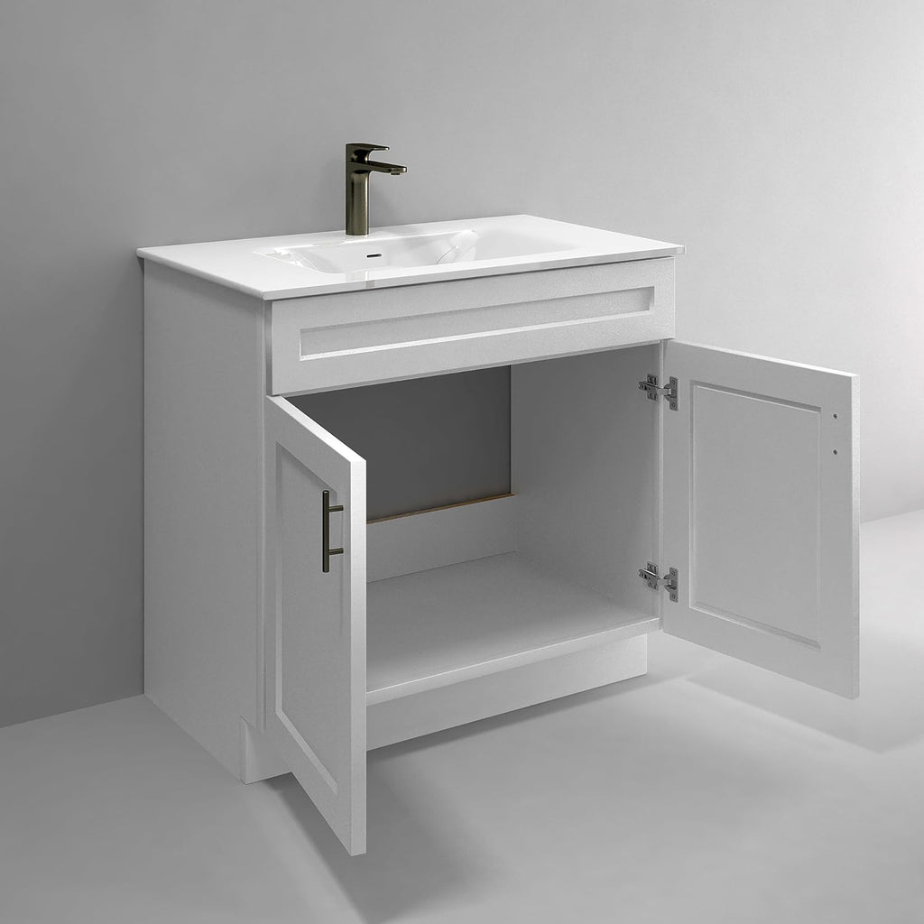 La Royal White Shaker Sink Base Bathroom Vanity Ready-to-Assemble Cabinet 36' Width