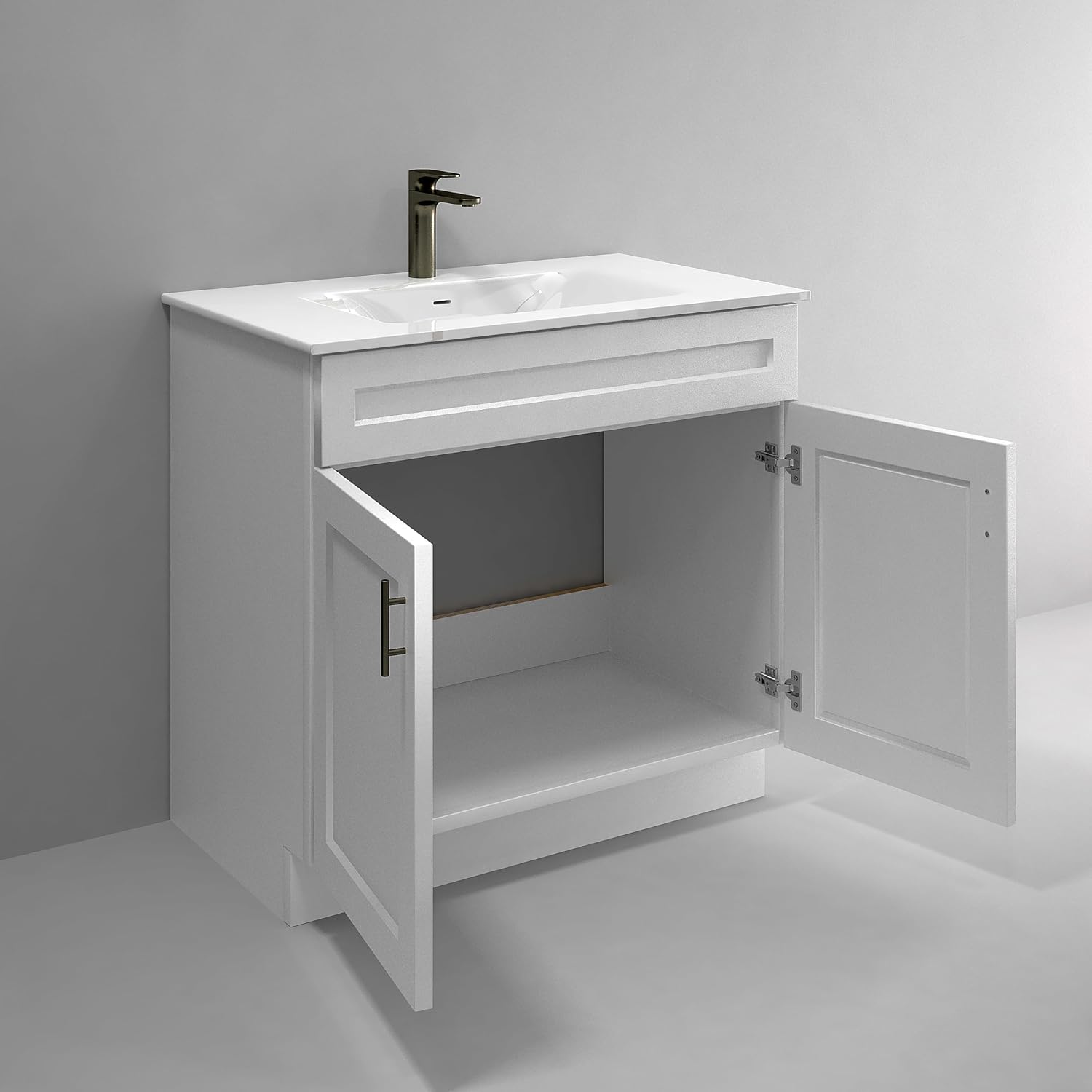 La Royal White Shaker Sink Base Bathroom Vanity Ready-to-Assemble Cabinet 36' Width
