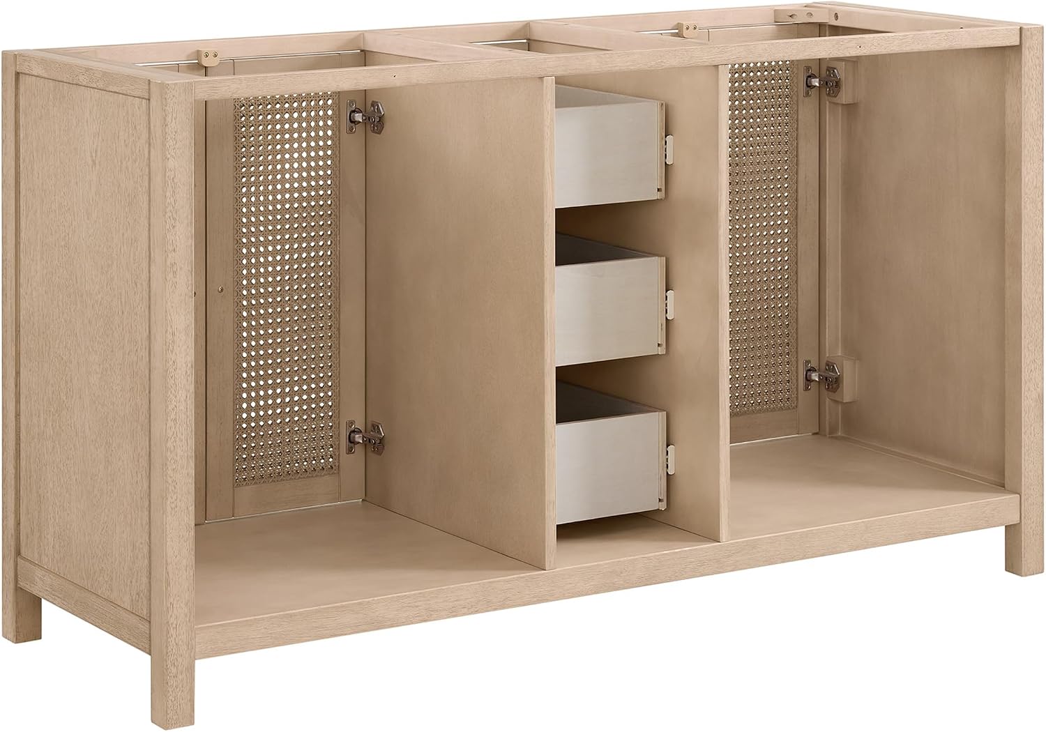 Alaterre Furniture Lucca Bathroom Vanity - Freestanding Cabinet Without Sink - 60 Inch Wood Bathroom Vanity with Soft-Close Doors and Three Drawers - for Double Sink Cabinet (Natural)