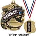 Science Medals - 1 1/2' Gold Science Fair Medal, Great Kids Science Awards with Custom Engraving Prime