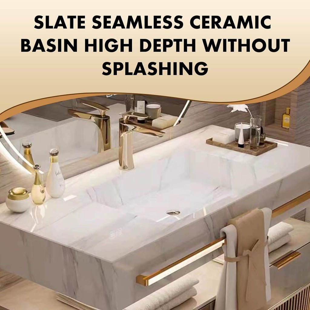 84 Inch Luxury Bathroom Vanity, Floating Bathroom Vanity with Sink and LED Round Smart Defogger Mirror, Multilayer solid wood Spacious Storage Drawer Include Faucet and Drain Fittings,Double Sink