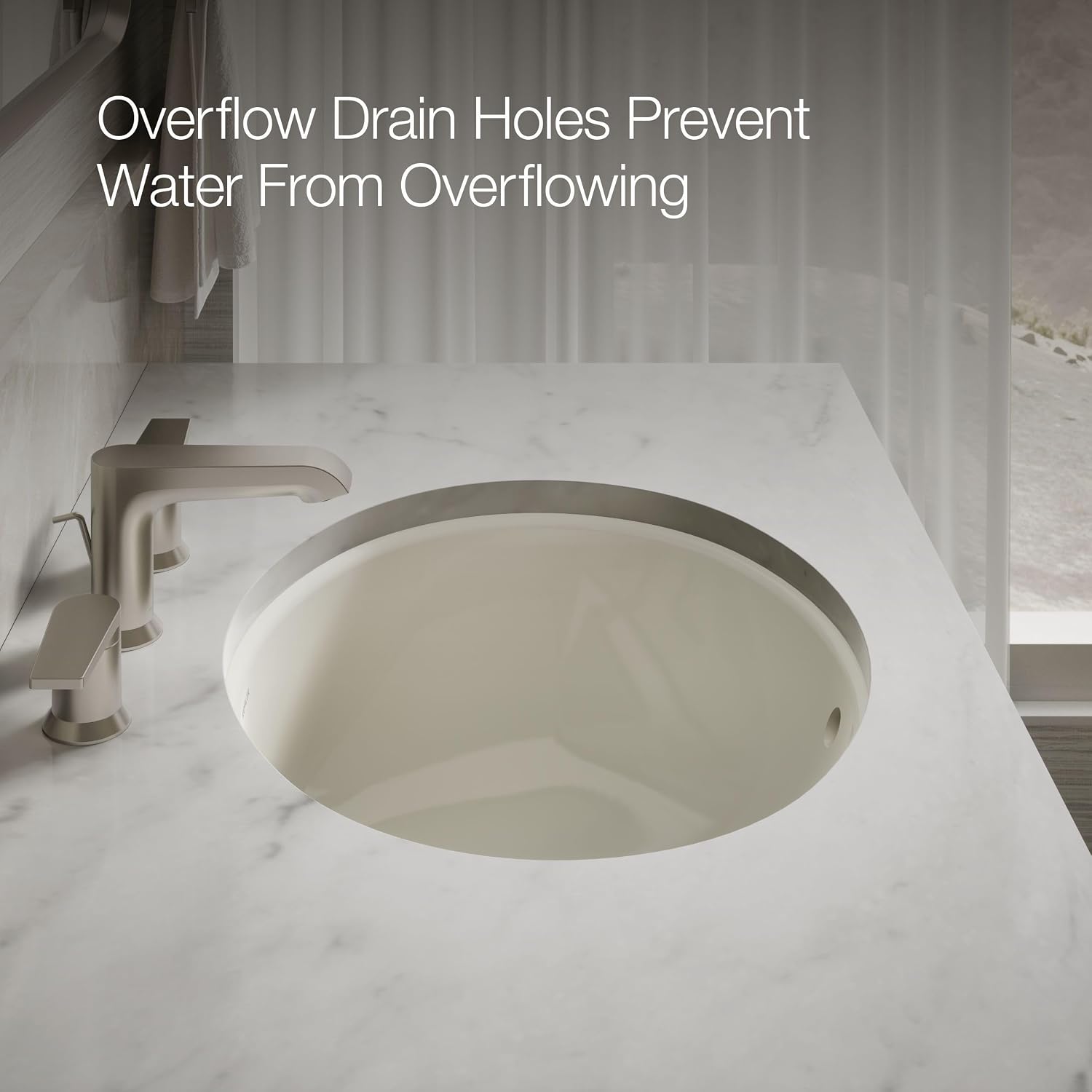 KOHLER 2210-96 Caxton Under-Mount Bathroom Sink, Include Overflow Drain, Fits 14' x17' Cutouts, Undermount Installation, Biscuit
