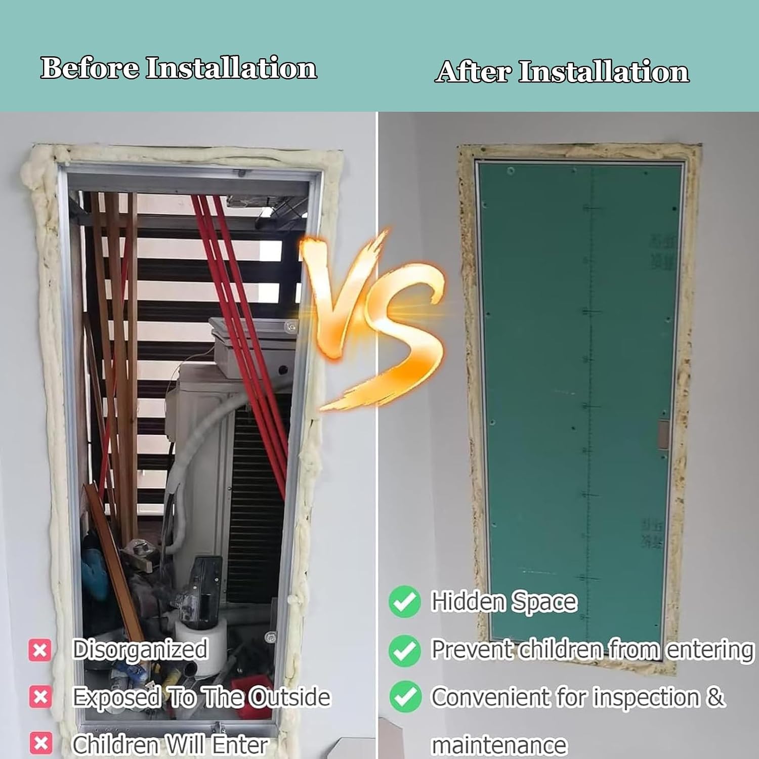 30 32 34 36 38 40 42 44 46 48 50 in Sheetrock Access Panel, Paintable Attic Door Drywall Panel, Hidden Inspection Hatch Electrical Plate Cover 20x26in/50x65cm