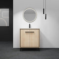 30 Inch Bathroom Vanity with Sink, Freestanding Single Sink Bathroom Vanity with Soft Closed Doors, Integrated Sink, Engineered Wood Bathroom Sink Vanity (Oak)