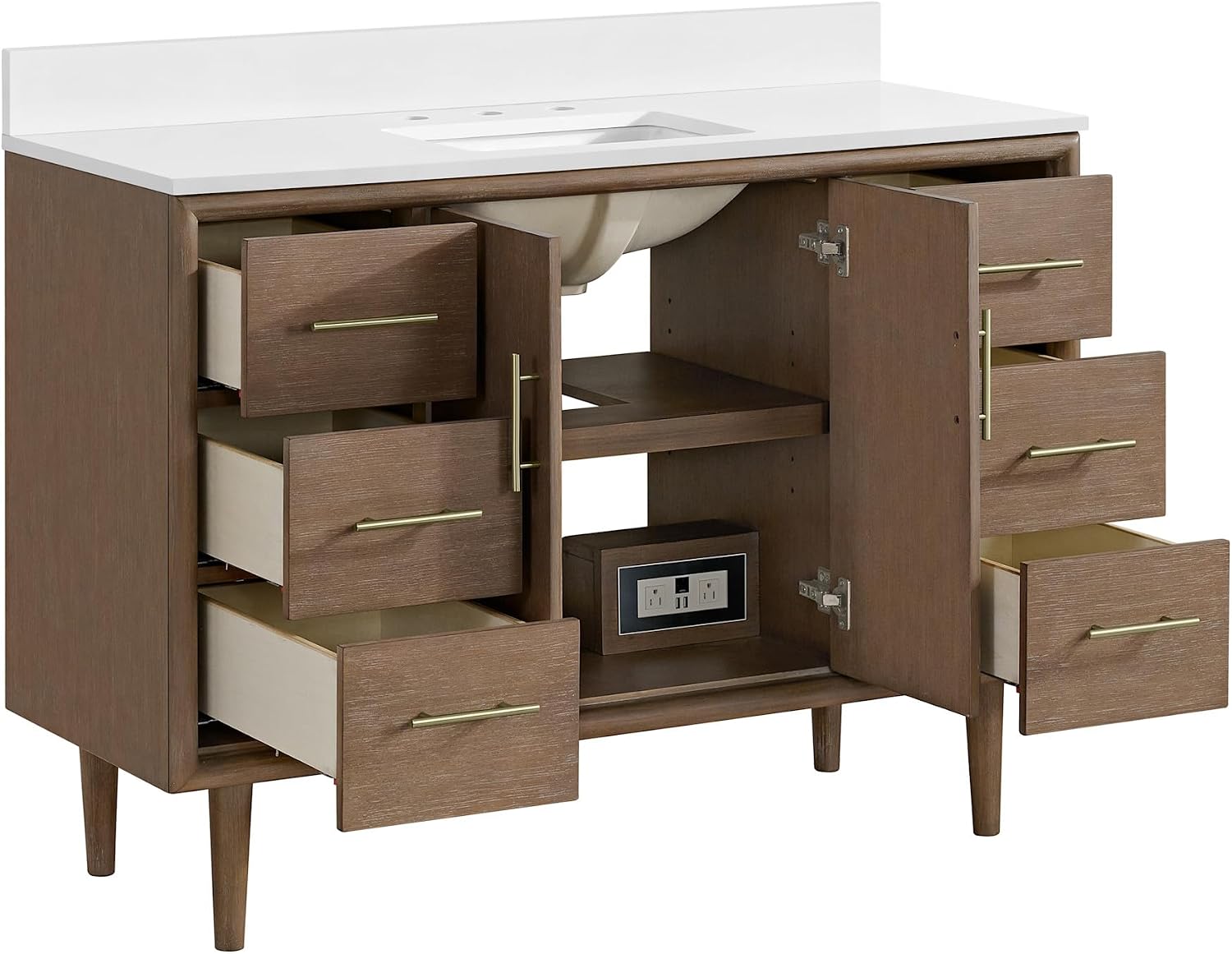 Miseno MV-N252-V48 Mertola 48' Free Standing Single Basin Vanity Set with Cabinet and Stone Composite Vanity Top - Dark Maplewood