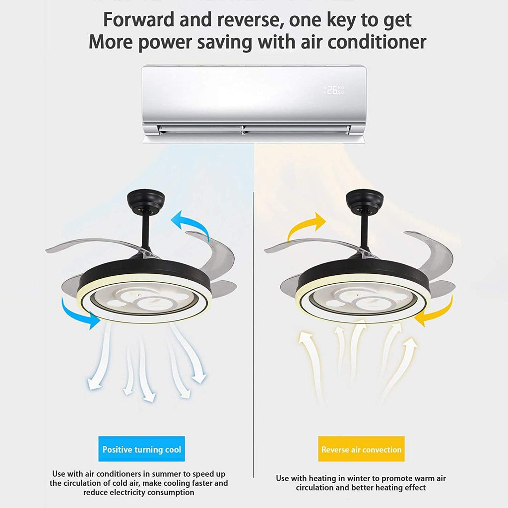 Modern Frequency Conversion LED Ceiling Fan with Lighting Dimming with Remote Control Modern Fan Chandelier Ceiling 72W Silent Invisible Ceiling Fan Light Bedroom Pendant Lights