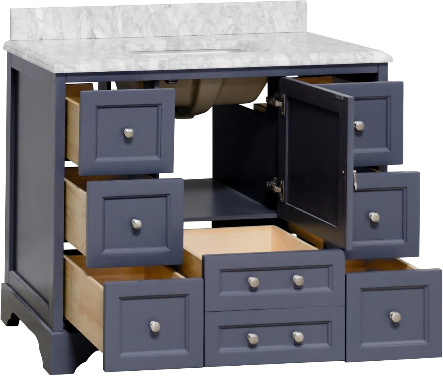 Kitchen Bath Collection Madison 42-inch Bathroom Vanity (Carrara/Marine Gray): Includes Marine Gray Cabinet with Authentic Italian Carrara Marble Countertop and White Ceramic Sink