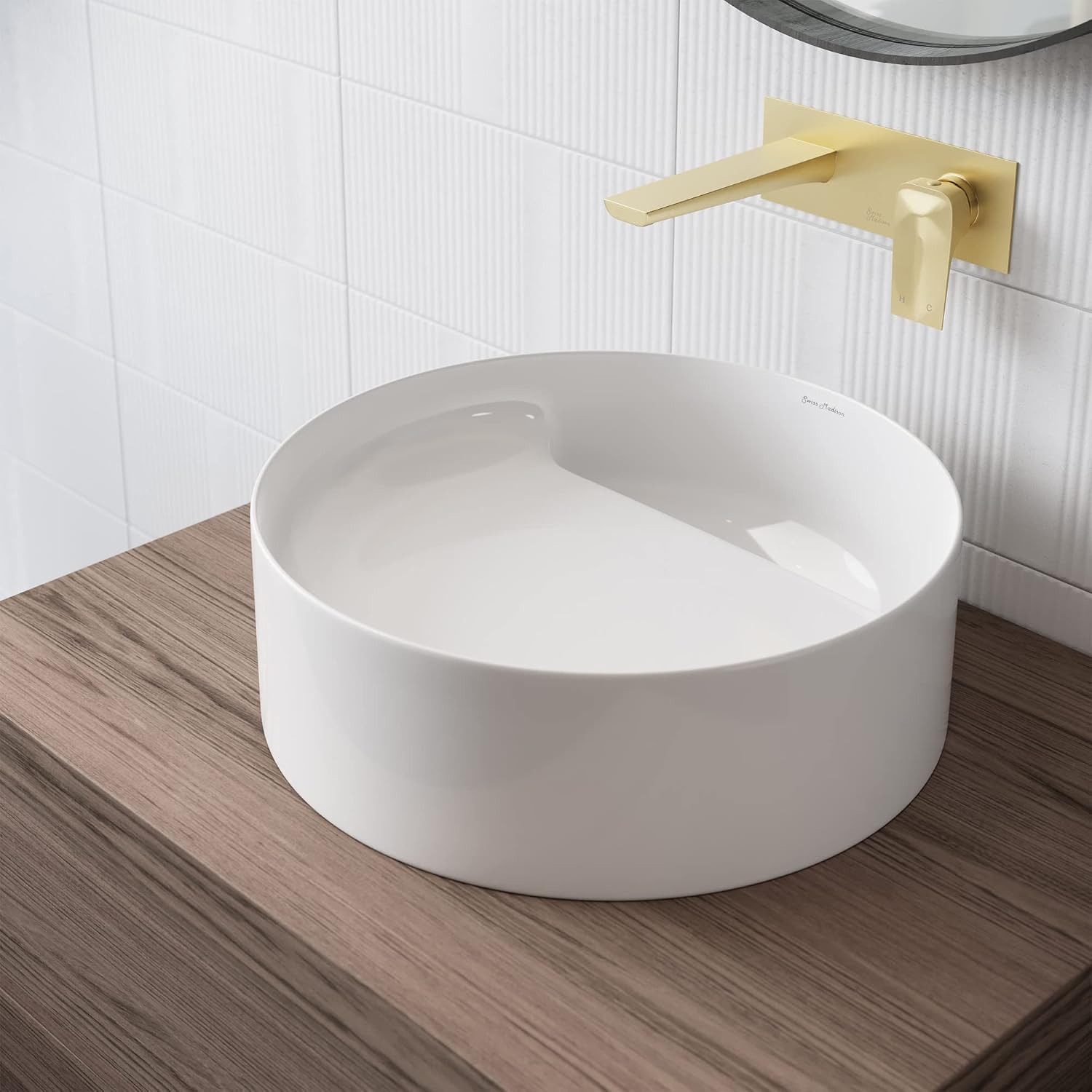 Beau 16.5' Round Vessel Bathroom Sink in Matte Black