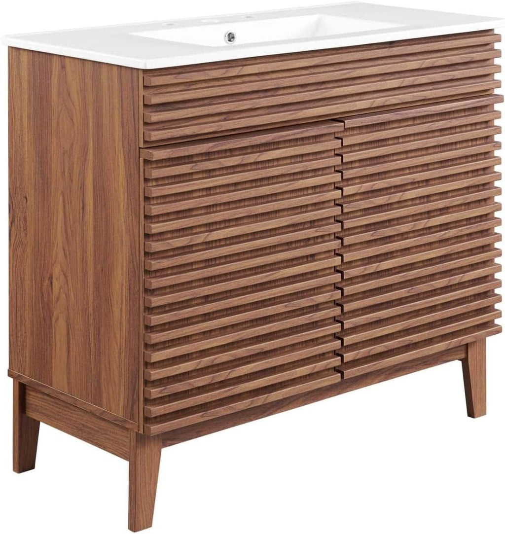 Modway Render 36' Bathroom Vanity in Walnut White