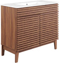 Modway Render 36' Bathroom Vanity in Walnut White