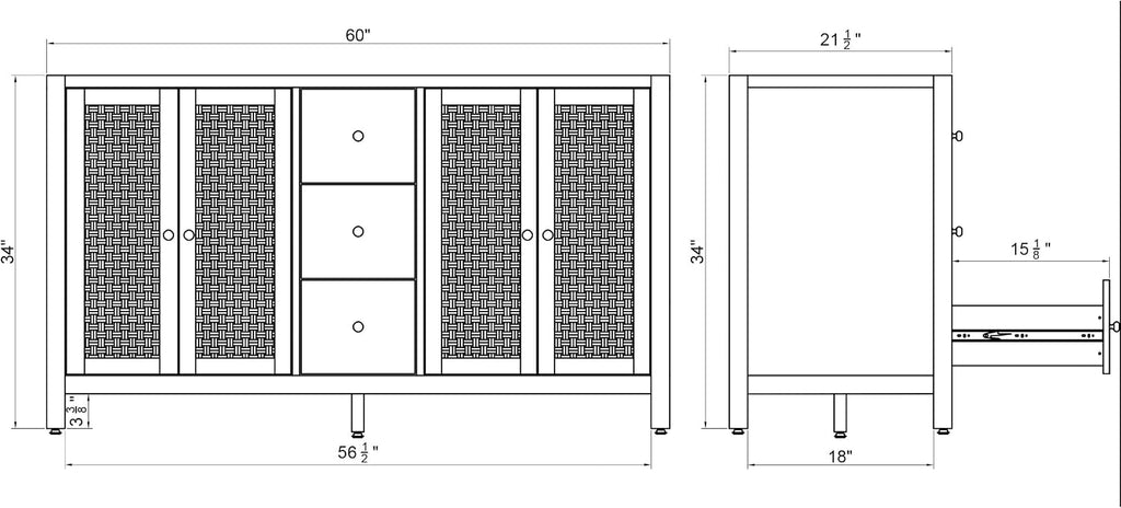 Alaterre Furniture Lucca Bathroom Vanity - Freestanding Cabinet Without Sink - 60 Inch Wood Bathroom Vanity with Soft-Close Doors and Three Drawers - for Double Sink Cabinet (Natural)