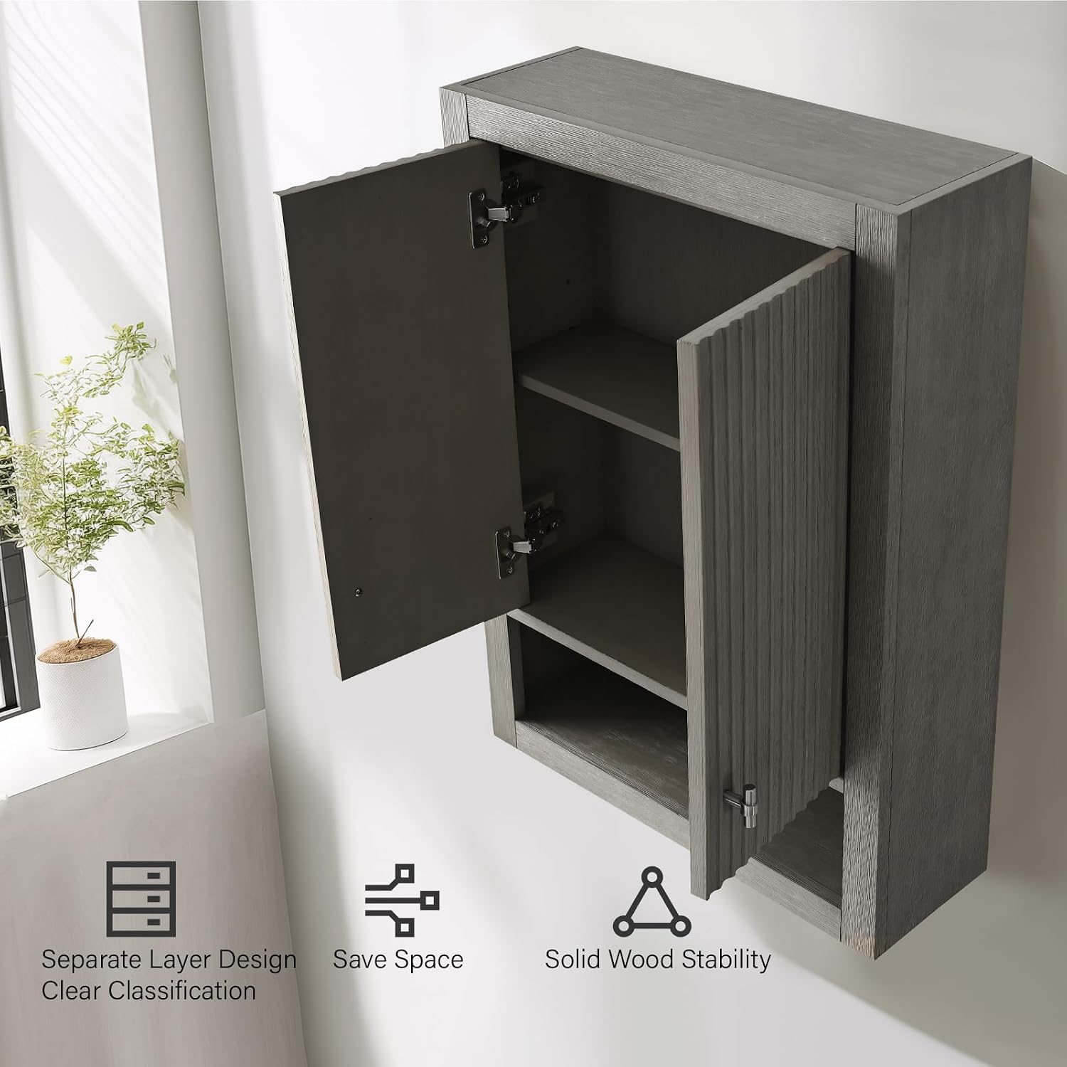 Vanity Art Vanity with Storage Cabinet & Shelves, Free-Standing Vanity with Soft-Closing Doors, Driftwood Gray, Golden Brushed Handware VA91-TC-DG-GB