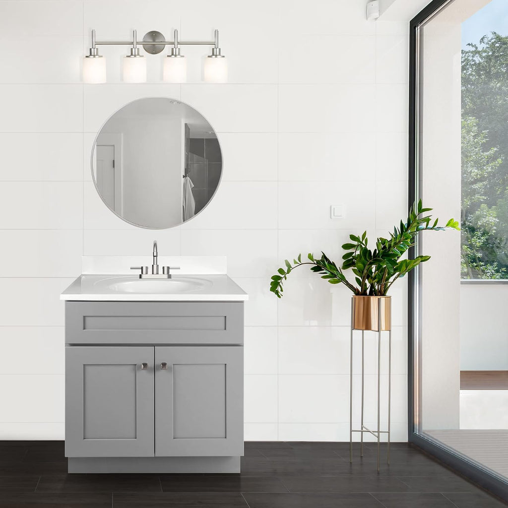Design House Brookings 31 Inch Bathroom Vanity with Top, Ready to Assemble, Painted Gray, 597666