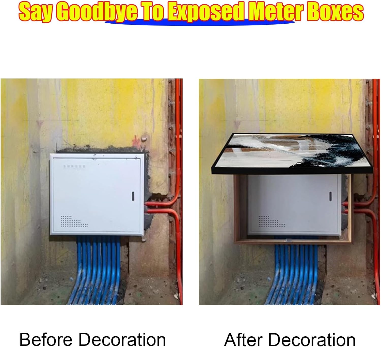 Large Fuse Box Cover Cabinet Decor, Wall Mounted Electrical Panel Cover with Screws, Wood Electric Panel Cover for Indoor, Aluminum Frame(L-Flip Lid W 14cm,60x80cm/23.6x31.5in)