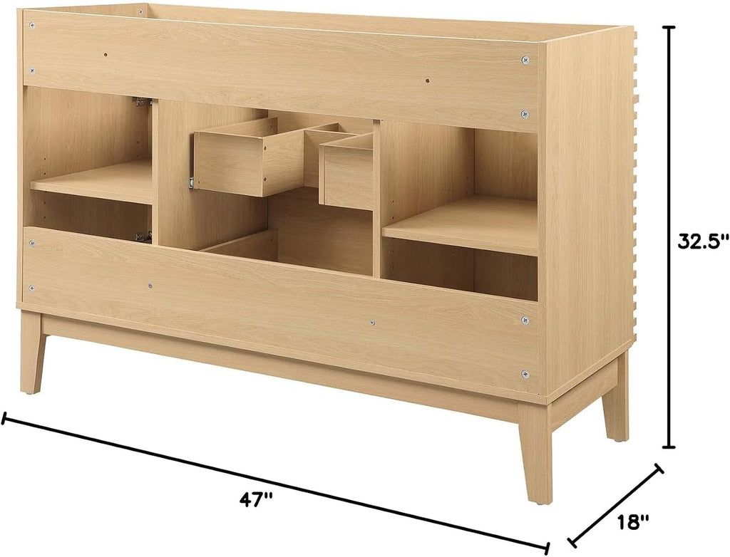 Modway Render 48' Single Sink Compatible (Not Included) Bathroom Vanity Cabinet in Oak
