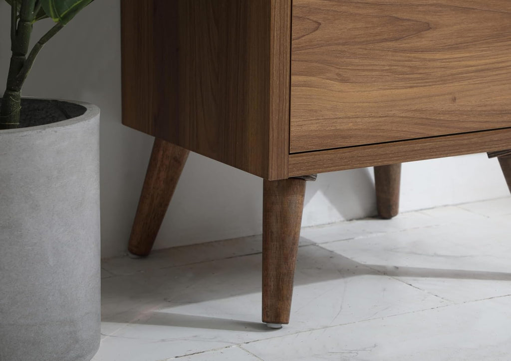 18' Pre-Assembled Bathroom Vanity with Sink, Engineered Wood, White Resin Countertop Attached, Single Rectangle Porcelain Sink, 1 Soft-Close Drawers, Walnut Brown