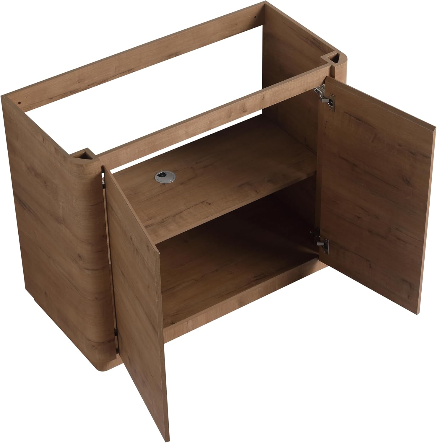 40' Bathroom Vanity with Sink, 40 Inch FreeStanding Vanity, Single Sink Floor Stand Vanity Combo, Modern Brown Bathroom Vanity Set with 2 Soft-Close Door and White Basin Sink