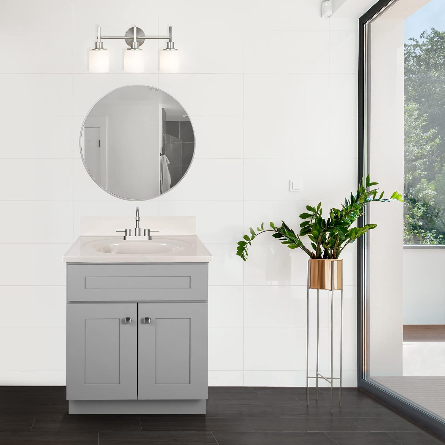 Design House Brookings 25 Inch Bathroom Vanity with Top, Ready to Assemble, Painted Sherwin Williams® Gray – Design House, 597575