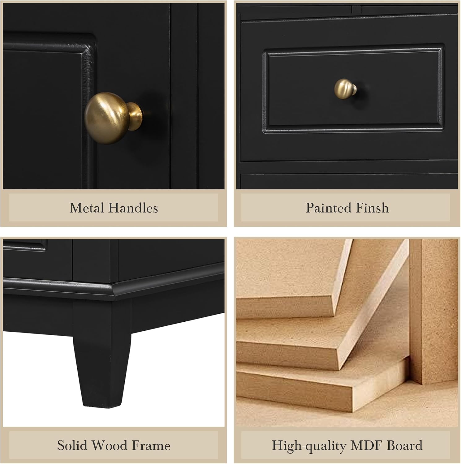 36' Modern Freestanding Bathroom Vanity with Ceramic Sink Top, 3 Drawers & Storage Shelves - MDF & Solid Wood Base