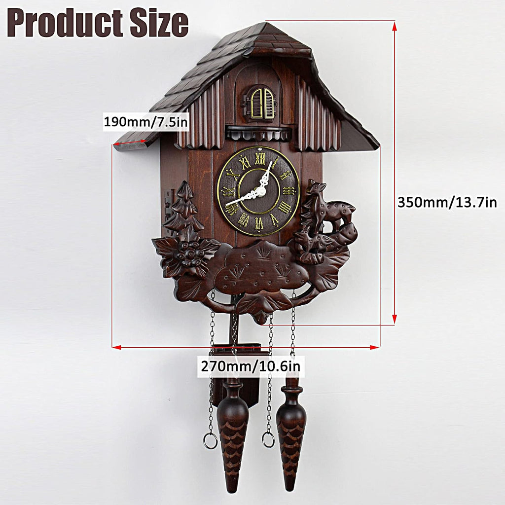 Cuckoo Clocks,Wall Clock,Cuckoo Clocks for Wall,Solid Wood Cuckoo Clock Vintage Singing Bird,Home Decor and Swinging Pendulum Cuckoo Clock Hand Carved