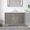 Vanity Art 48' Bathroom Vanity with Single Sink & Arabescato White Engineered Stone Top, Vanity Cabinet with Soft Closing Door, Solid Wood Frame, Brushed Nickel Handles, Driftwood Gray VA8148-DG-BN