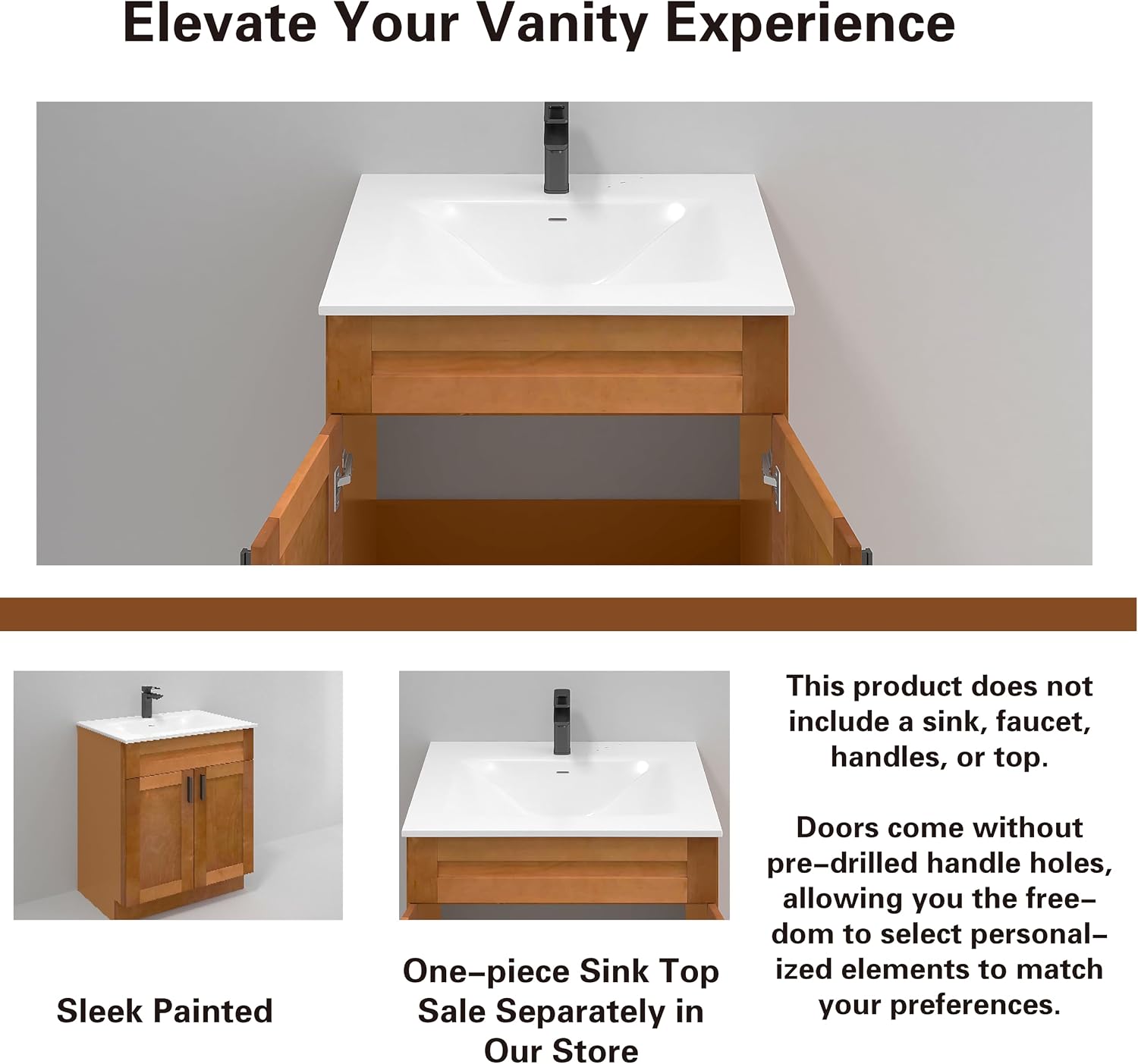 Maple Shaker Sink Base Bathroom Vanity 24'/30'/36' Width (36' Width)