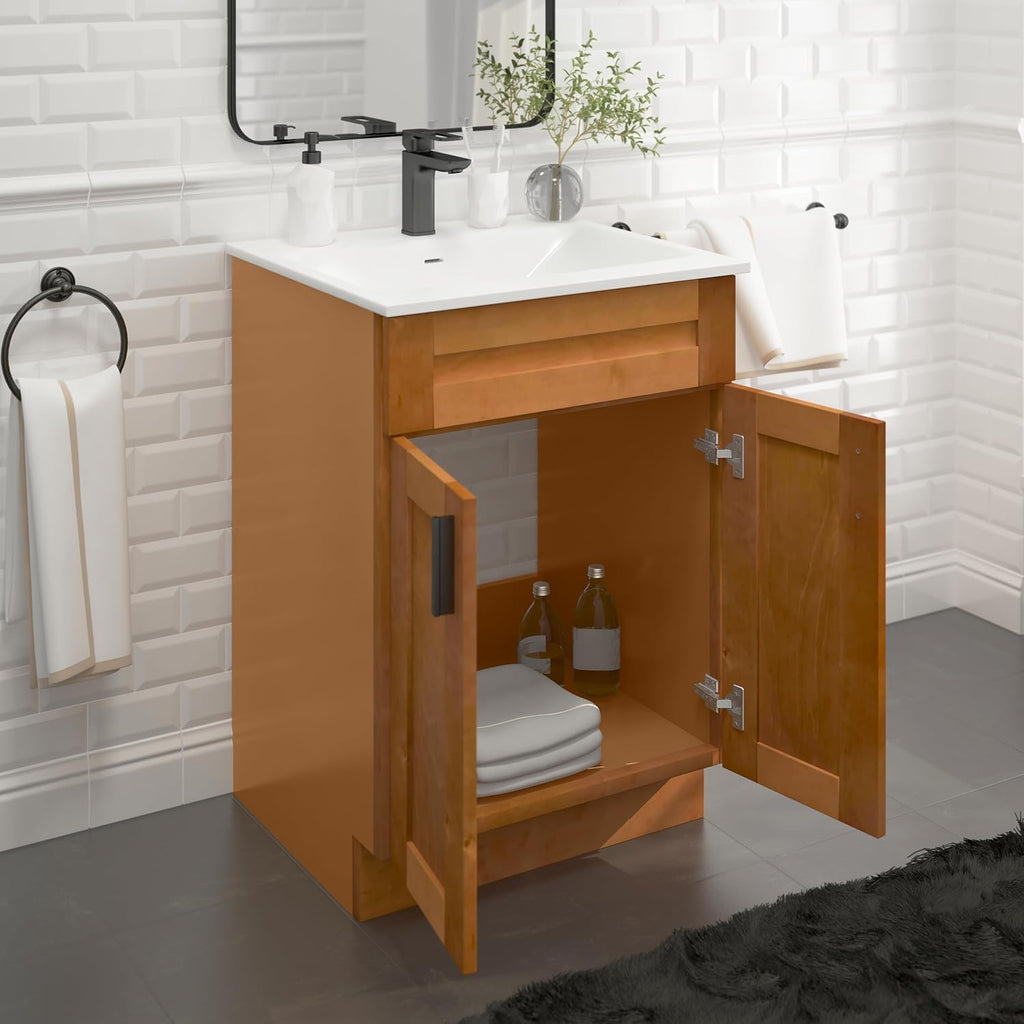 Maple Shaker Sink Base Bathroom Vanity 24'/30'/36' Width (24' Width)