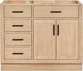 ARIEL Hepburn 42-inch Bathroom Vanity Base Cabinet,Solid Wood, 2 Soft Closing Doors, 5 Dovetail Drawers, White Oak