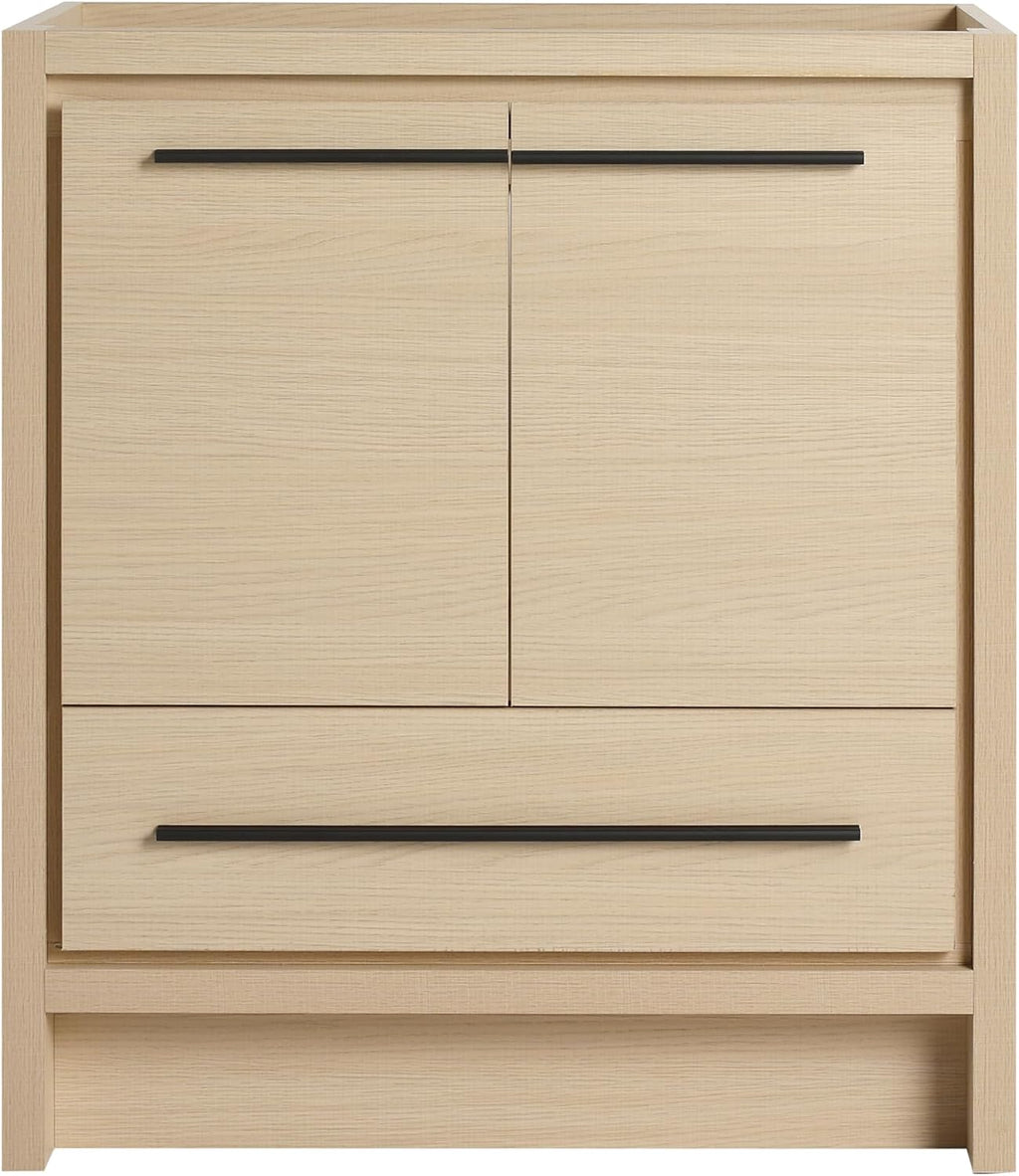 30 Inch Bathroom Vanity Without Sink, 30' Freestanding Vanity Without Sink Top, Sturdy Plywood Wooden Cabinet and 1 Drawer with Stainless Steel Slide Rails, Modern Floor-Standing Cabinet