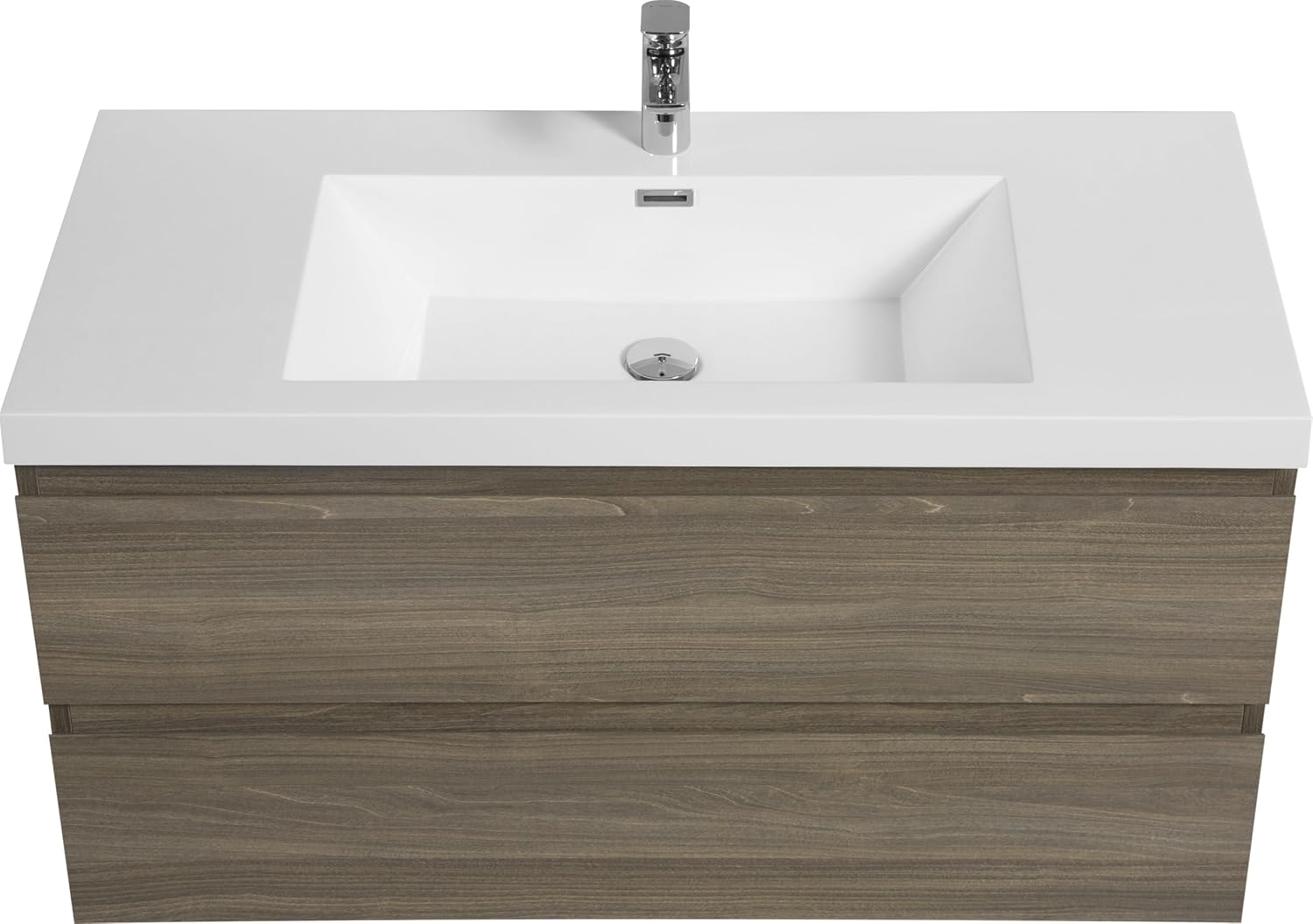 42' Floating Bathroom Vanity with Sink, Modern Wall Mounted Bathroom Storage Vanity Cabinet with Resin Top Basin and Soft Close Drawers, Ash Grey 24V11 42AG