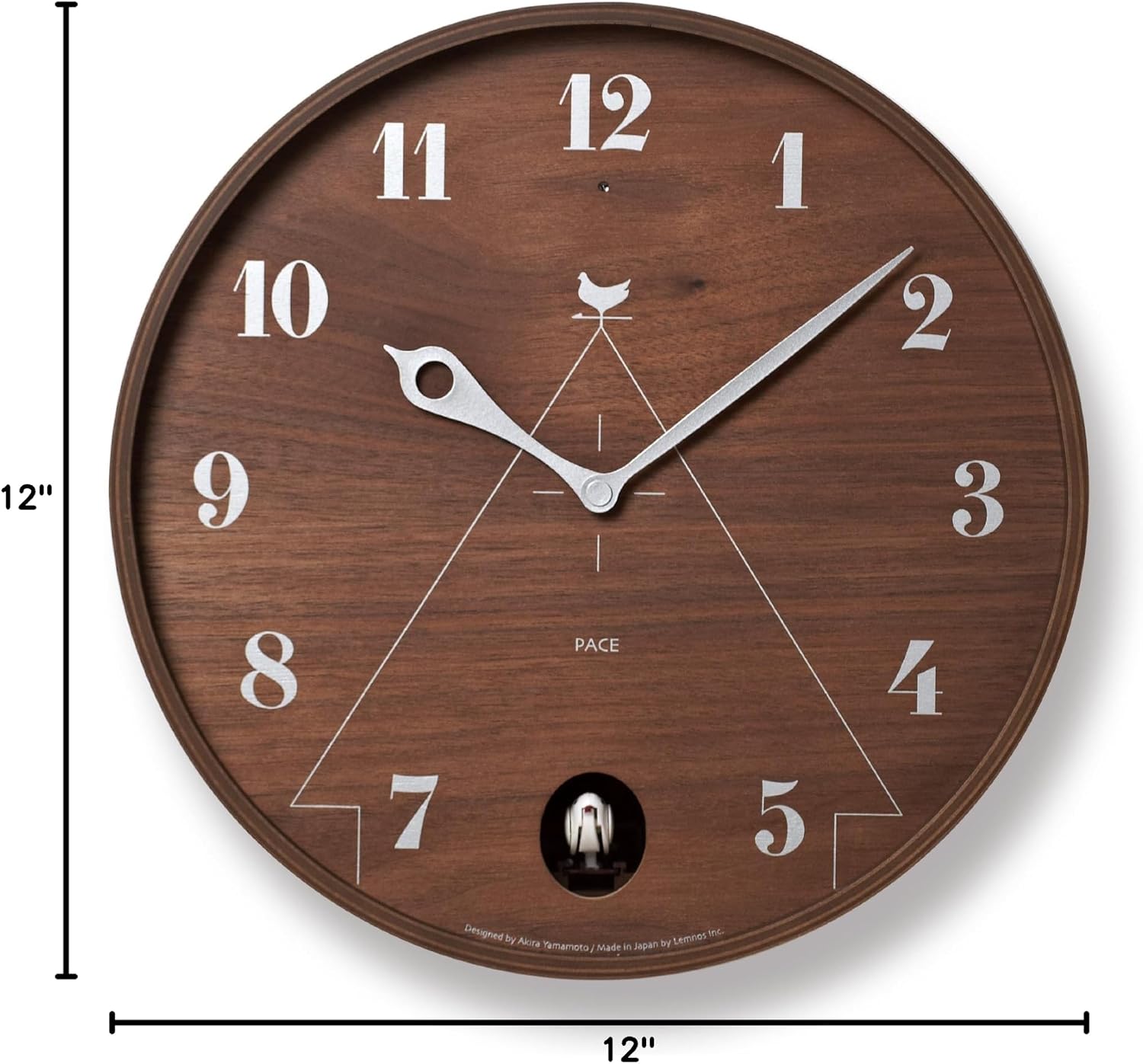 Lemnos Cuckoo Watch Analog Natural Color Wood Brown PACE LC11-09 BW Lemnos φ12.0 x D4.7 inches (305 x 120 mm)