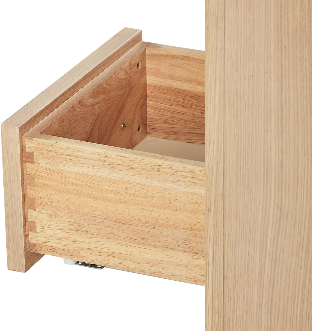 ARIEL Hepburn 42-inch Bathroom Vanity Base Cabinet,Solid Wood, 2 Soft Closing Doors, 5 Dovetail Drawers, White Oak