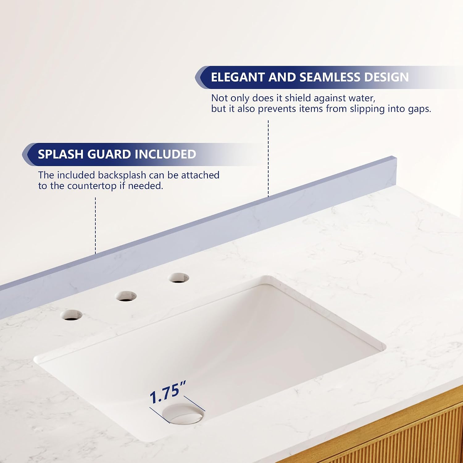 DeerValley 48' Bathroom Vanity, Pre-Assembled Vanity for Bathroom with Soft Closing and Splash Guard, Pre-drilled 3 Holes, Large Storage Space Cabinet, Natural Wood Color