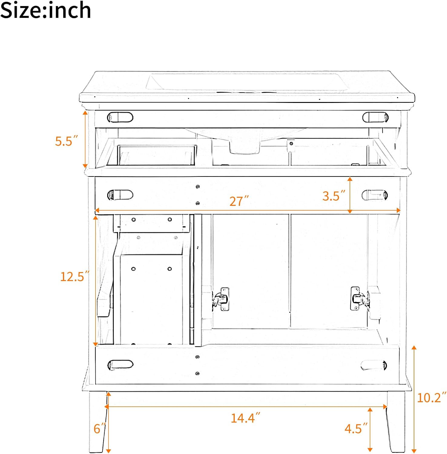 Harper & Bright Designs 30' Bathroom Vanity with Sink, Free Standing Single Basin Vanity Set with 2 Drawers, and Soft-Close Doors, Wood Bathroom Cabinet with Ceramic Basin for Bathroom, Blue