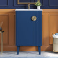 VilroCaz Modern 20'' Bathroom Vanity with Top Ceramic Sink, Freestanding Single Vanity Set Bathroom Storage Cabinet with Soft Closing Door, Chic Half-Moon Pulls (Blue-10.16)