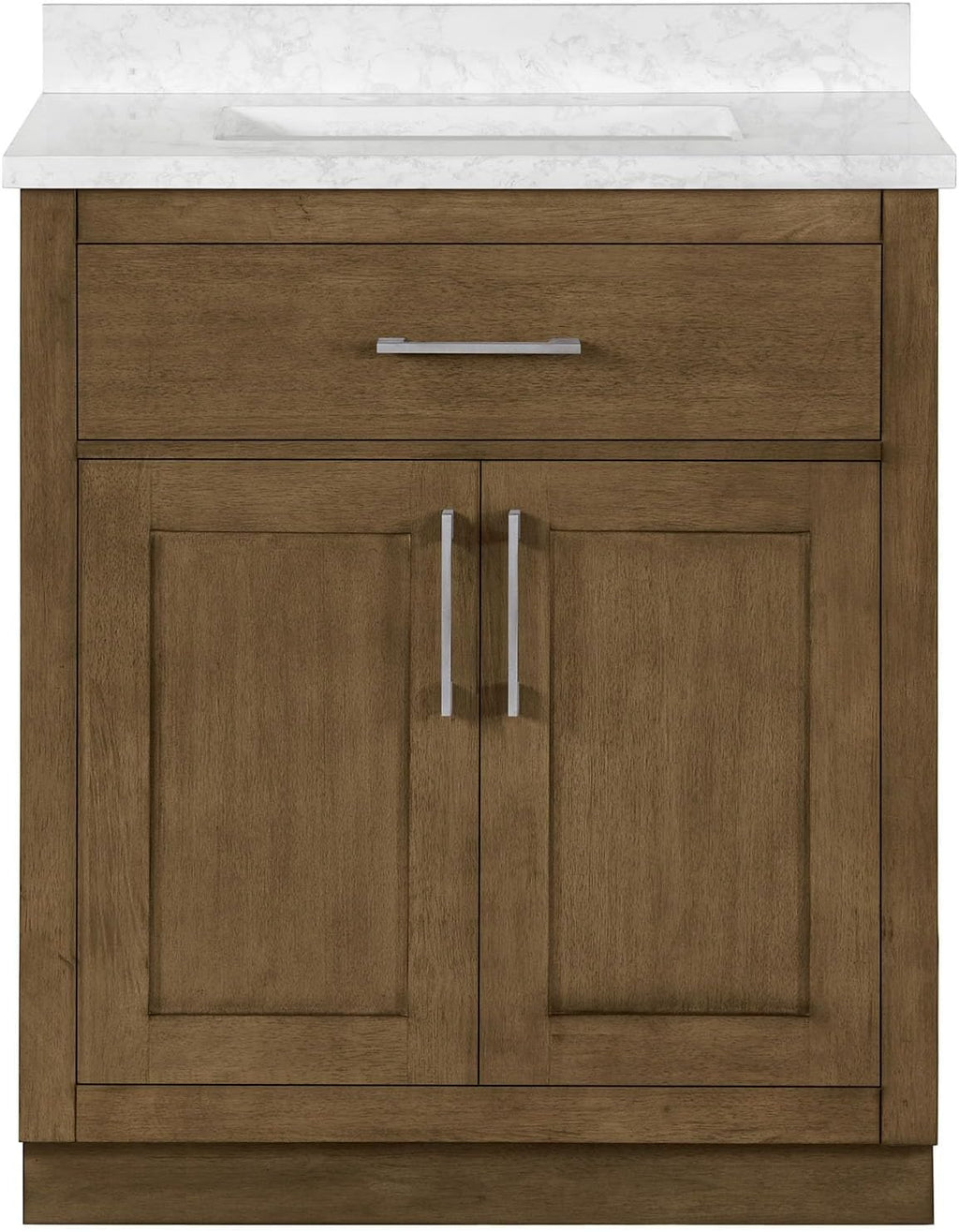 OVE Decors Athea 30' Single Undermount Sink Bathroom Vanity with Cultured Marble Countertop and Backsplash in Almond Latte Finish