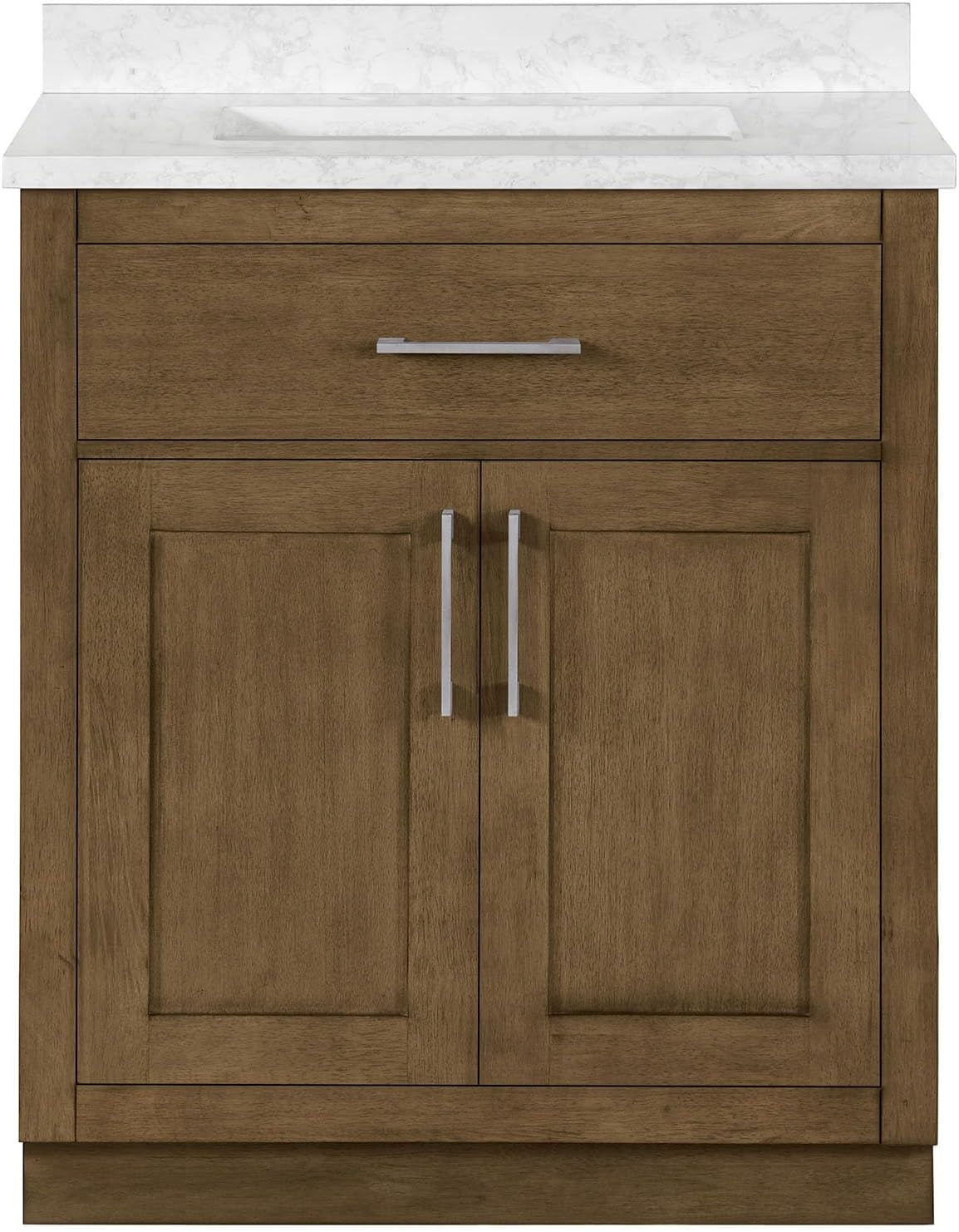 OVE Decors Athea 30' Single Undermount Sink Bathroom Vanity with Cultured Marble Countertop and Backsplash in Almond Latte Finish