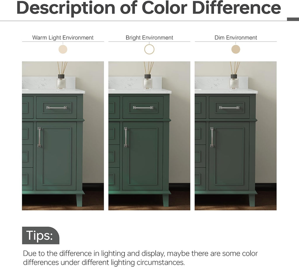 42 Inch Bathroom Vanity with Sink, Single Sink Bathroom Vanity with Adjustable Feets, Modern Bathroom Storage Cabinet with Soft Closing Doors & Dovetail Drawers, Green