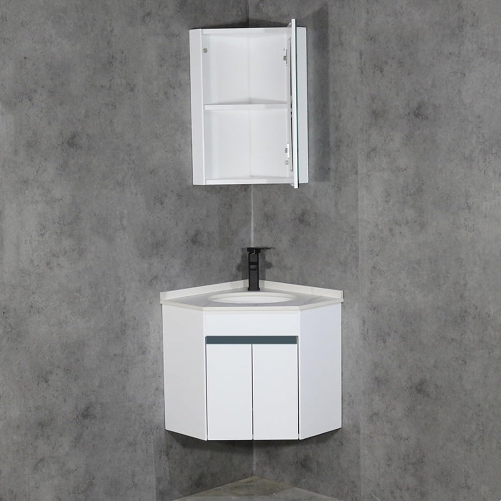 Modern Wall Mounted Bathroom Vanity Sink, Floating Bathroom Sink, Bathroom Corner Sinks, Bathroom Cabinet With Faucet And Drain, Toilet With Sink On Top,with Mirror Cabinet(Color:White Black,Size:50cm