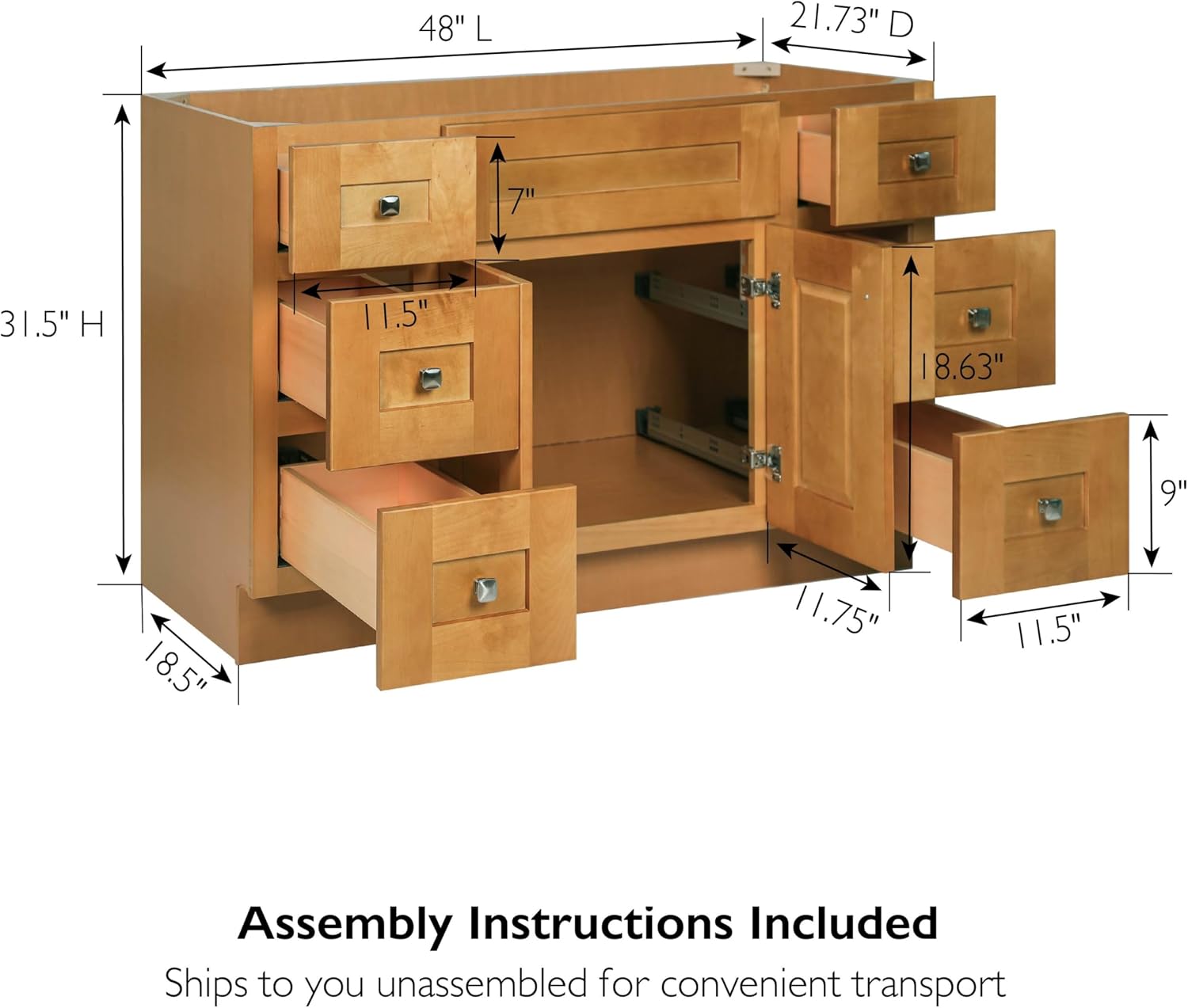 Design House Brookings 48 Inch Bathroom Vanity, Ready to Assemble, Modern Birch – Design House, 599001-MBH