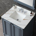 Runboll 31' Marble Vanity Top with Sink, Sintered Stone Bathroom Vanity Top with Undermount Rectangular Bowl, 4' Backsplash, Pre-Drilled 8' 3 Faucet Holes (Cabinet NOT Included)
