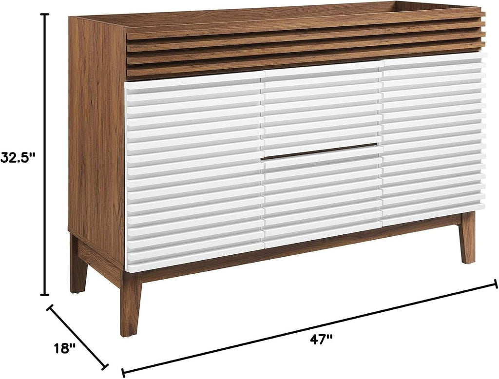 Modway Render 48' Double Sink Compatible (Not Included) Bathroom Vanity Cabinet in White Walnut